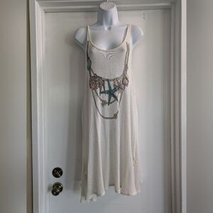 Wildfox Swing Dress Bohemian Sleeveless Scoop Neck Women's Ivory Size M Pockets